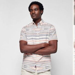 Faherty Short-sleeve Coast Shirt In Blue Rose Ikat size XL